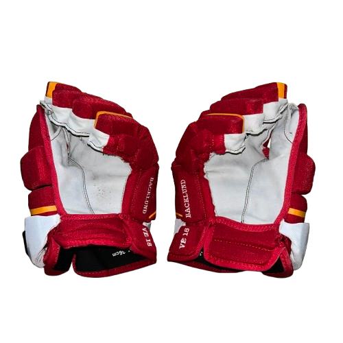 Bauer Vapor Hyperlite - Gant de protection NHL Pro d'occasion - Mikael Backlund (rouge/jaune/blanc)